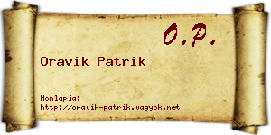 Oravik Patrik névjegykártya